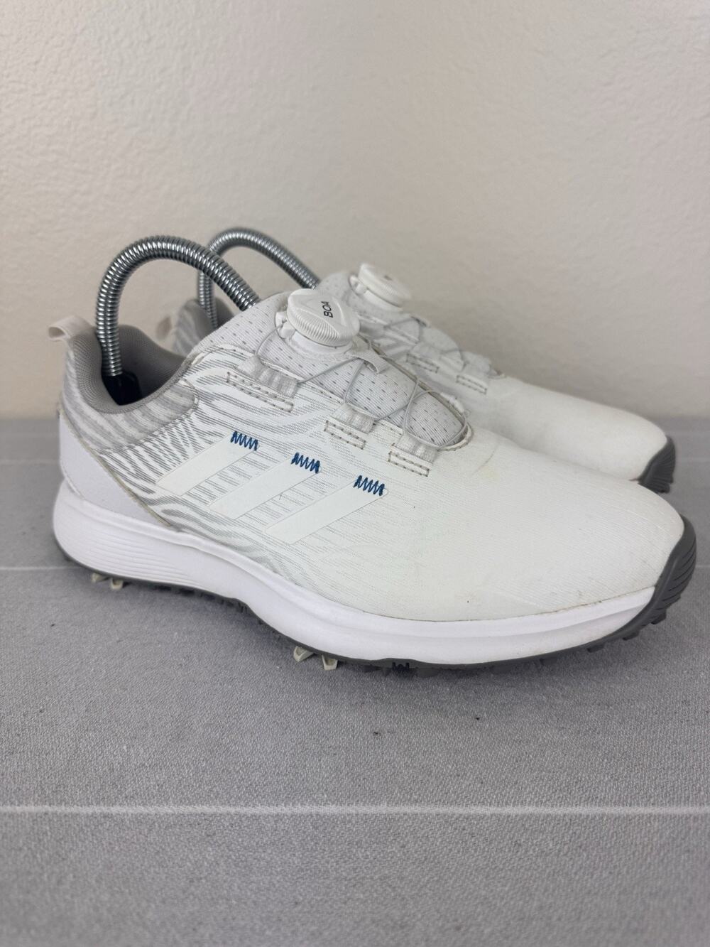 Adidas S2G BOA Golf Sneakers Athletic Shoes Outdoor Waterproof White Gray Blue 7